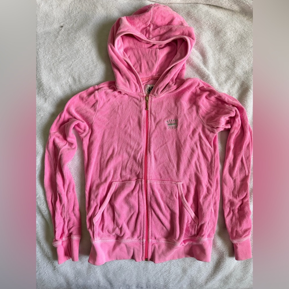 Juicy Couture Pink Girls Terry Cloth Zip-Up Hoodie